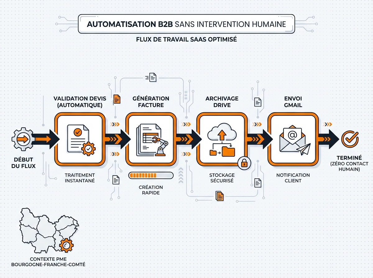 Définition automatisation B2B - deux logiciels connectés échangeant des données automatiquement